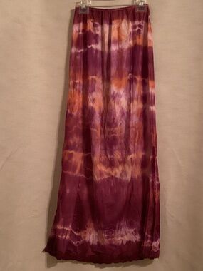 VINTAGE Gaymode Tie-Dye Slip Maxi Skirt in Plum and Orange